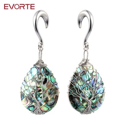 China Evorte Stainless Steel Labradorite Stone Ear Weighs Stainless Steel Ear Hangers Ear Stretches One Pair for sale