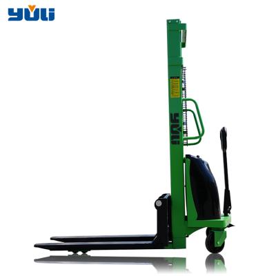 China 1.5 Ton Manual Pallet Stacker Forklift Garment Stores Semi Electric Hand Stacker Forklift for sale