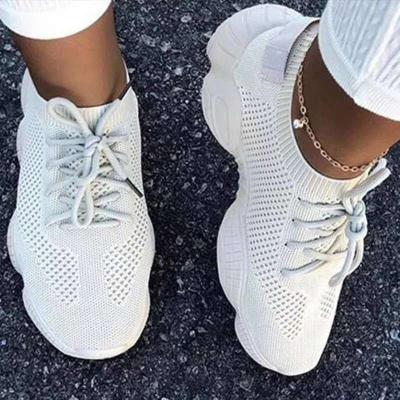 China Anti-odor Autumn Women Breathable Sneakers Lace Up High Quality Women Sneakers Shoes Large Size Black Round Toe Casual Sports Shoes for sale