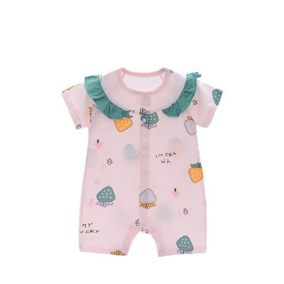 China Factory Supply New Summer Breathable Ruffle Cotton Romper Cozy Rompers Babies Newborn Clothes for sale