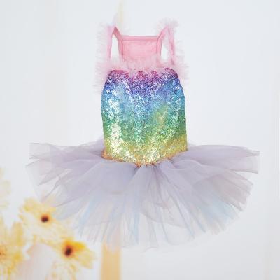 China Luxury handmade fashion pet dresses. colorful rainbow sequin dog tutu dresses.unqiue design our 2022 best dresses for sale