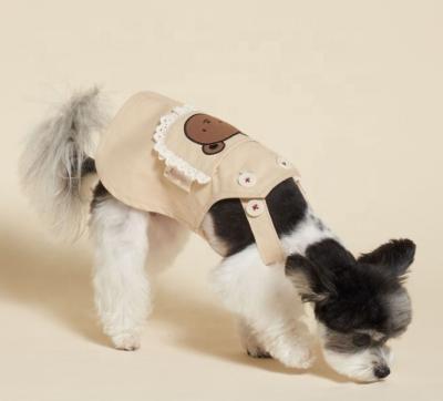 China Stocked pet dresses high quality handmade cotton dog dresses. with bear embroidery for sale