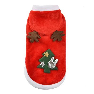 China Red Stocked Dog Christmas Fleece Coat Pet Christmas Coat Santa Dog Clothes Pet Hoody Holiday Costumes for sale