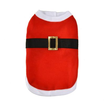 China Red Fashion Pet Santa Costume Dog Christmas Coat Santa Belt Coat Dog Holiday Costumes 1$ Limited Selling Time for sale