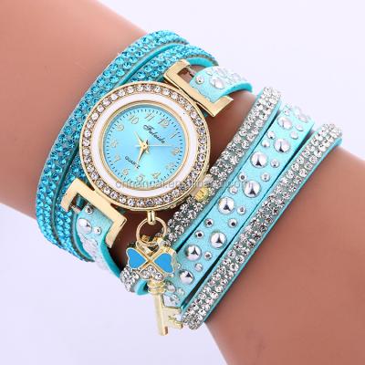 China Non-specific Fulaida watch fabric wrist key rhinestone leaf women fashion quartz bracelet pendant watch for sale