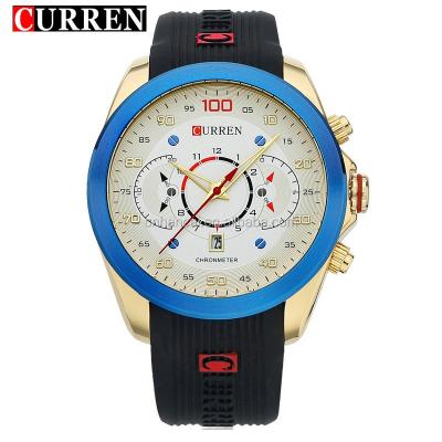 China New Fashion Water Resistant Curren Brand Design Army Calendar Mens Military Male Sport Clock Rubber Luxury Wrist Watch Relogio Masculino 8166 for sale