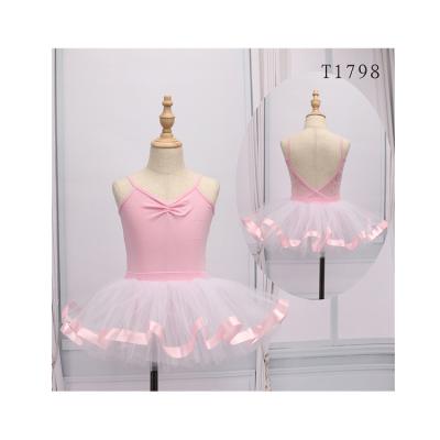 China Soft. Comfortable. OEM Breathable Modern Pink Kids Dance Costumes Girls Dresses Ballet Skirt Cotton Dance Dress for sale