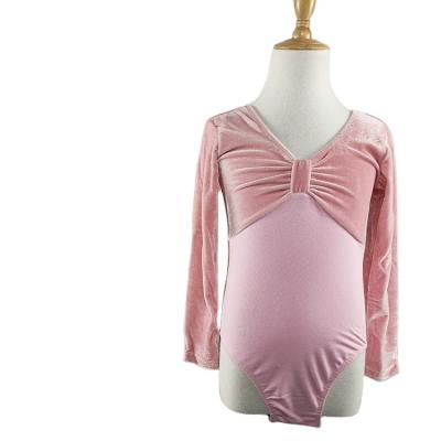 China Dancer Tights Wholesale Children's Dance Training To Use Pink Velvet Long Sleeve Tights Ballet Overalls for sale