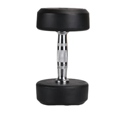 China Fixed Black Rubber Anti-Slip Round Dumbbell for sale