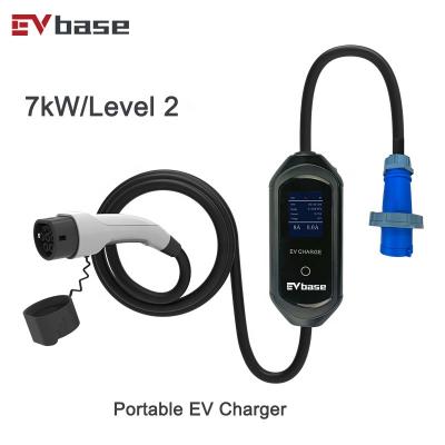 China Direct Mode Level 2 Portable Charger EVSE Factory Electric Car APP Control AC Ev 7KW 11KW Portable Charger for sale