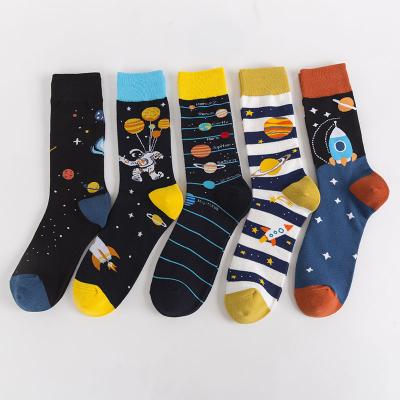 China 2020 New Viable Universe Men's Custom Jacquard Cotton Crew Socks Luxury Supplier Best Design Sock Quality 200N 100 Socks for sale