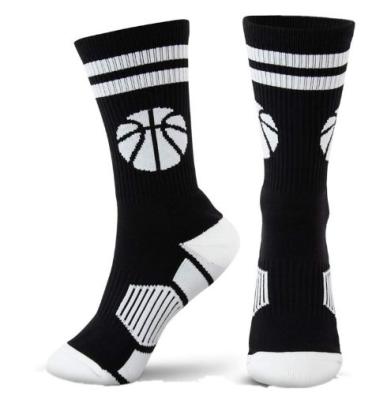 China Breathable OEM Men's Crew Sock Basketball Outdoor Socks Adult Custom Striped Sports Towel Anti-skid Sock Knitted for sale