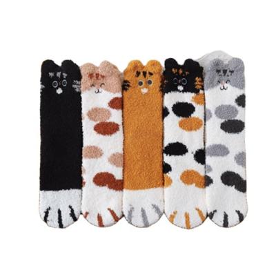 China 2020 Winter Warm New Home Socks Women's Custom Cat Socks Thicken Cute Fluffy Sleeping Sock Wholesale Supplier for sale