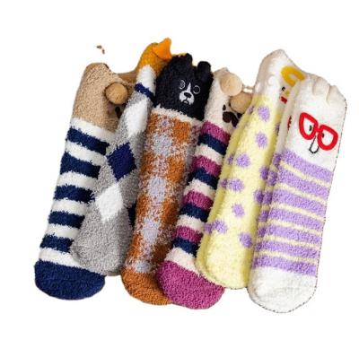 China 2020 Fuzzy Cartoon 3d Winter Socks OEM Winter Women Fuzzy Socks Custom Comfortable Warm Indoor 2020 for sale