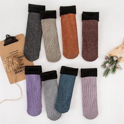 China 2021 Hot Swept Socks Winter Warm Shinning Crew Women Hugging Custom Made Ladies Snow Socks Cotton Tube Fashion Popular Wholesale for sale