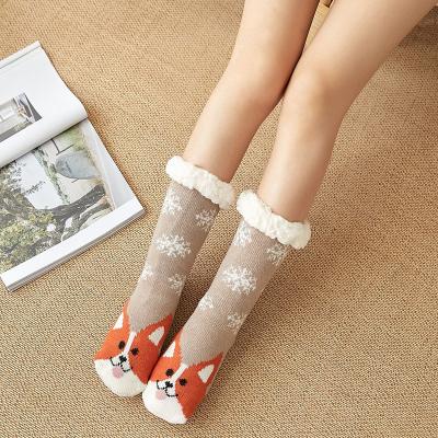 China Double Layer Warm Cute Animal Socks Women Ladies Winter Thick Warm Floor OEM Knitted Sock Custom Factory for sale