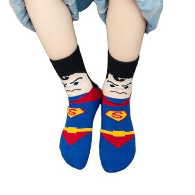 China Breathable Superhero Kids Boy Socks Cute Cartoon Cotton Sock OEM Jacquard Crew Socks Custom Factory for sale