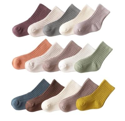 China Breathable New Style Ribbed Newborn Crew Socks Cotton Kids Crew Socks OEM Kids Unisex Baby Newborn Cylinder Double Stripes Socks Custom for sale