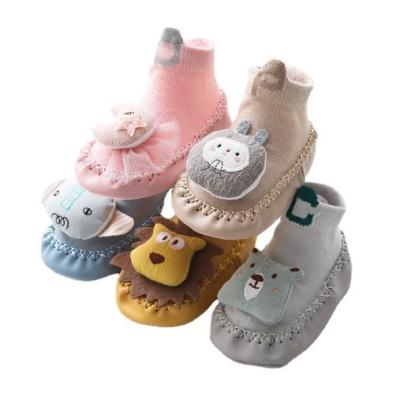 China Breathable Anti-skid Cartoon Animal Toddler Booties New Style Baby Floor Shoe Socks Custom Short Kids Shoe Sock for sale