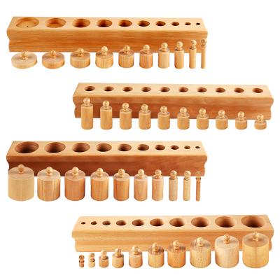 China Children's Learing Toys Montessori Preschool Educational Wooden Toys Kid Cylinders Ladder Grip Knobbed Blocks For Babies for sale