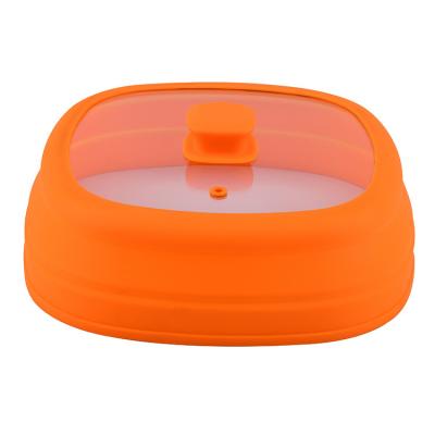 China High Quality Patented Universal Collapsible Dish Microwave Lid Universal Collapsible Heat Resistant Silicone And Glass Cover for sale