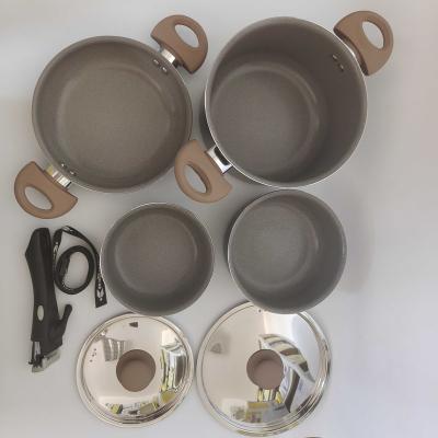 China Newest Design Sustainable Multifunctional Household Chocolate Round Shape Non-stick Cookware Coating Sets for sale