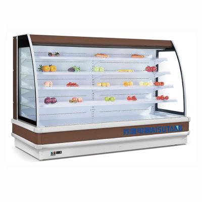 China Single-temperature Multideck Refrigeration Air Curtain Commercial Chiller Cabinet Refrigerator For Vegetable Drinks Fruit for sale