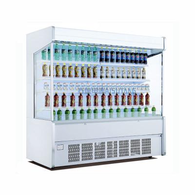 China Single-temperature supermarket milk fruit display air curtain open cooler refrigerator with built-in high quality compressor for sale