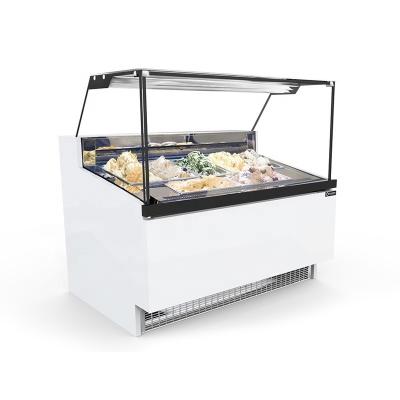 China New Design Easybest Luxury Double-temperature Glass Ice Display Showcase Cabinet Chiller Freezer 12pans for sale