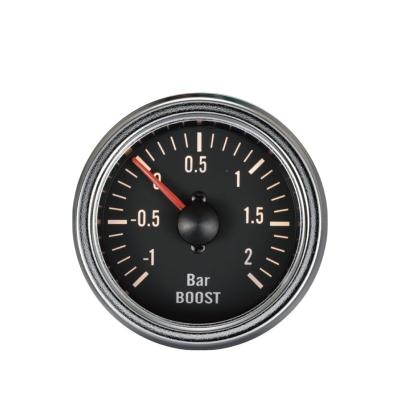 China It indicates overpressure in an internal combustion engine 52mm -1~2 mechanical 0~3 front plate flat clear lens universal black chrome rim bars 90 degree bulb light boost gauge for vehicle for sale