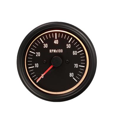 China Car 85mm Step 0~8000 Rpm Gauge Electric Meter Flat Lens 1~36 90 Degree Bulb Light Tachometer Black Front Plate For Auto for sale