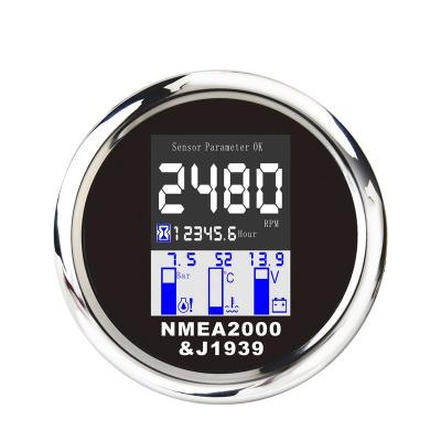 China Nmea 2000 Gauge Black 85 Mm Face Nmea 2000 LCD Digital Motor Multifunctional For Marine for sale