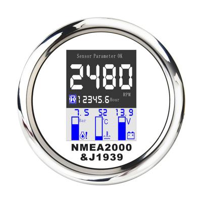 China NMEA 2000 Face NMEA2000 LCD White 85mm Digital Marine Multifunction Engine Gauge for sale