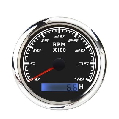 China Level Gauge 85mm Digital NMEA2000 Marine Black Face Hourmeter Tachometer RPM for sale