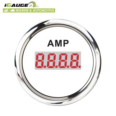 China Level Gauge 52mm Digital White Face With Red LED Ammeter Gauge For Marine for sale