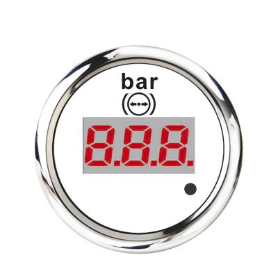 China Level Press Air Gauge 52mm Red LED Digital White Face Gauge Marine And Automotive for sale