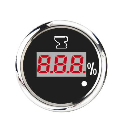 China Black Face Digital Waterproof Storage Tank Gauge 52mm LED Red Marine Level Gauge for sale