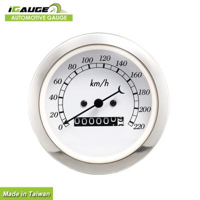 China Universal Classic Car 85mm White Face Convex Lens Chrome Rim 270 Degree Bulb Light Vintage Car MPH/KMH Classic Mechanical Speedometer For A for sale