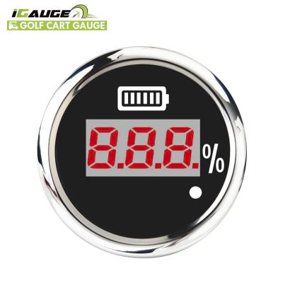 China Black Face LED 24V 36V 48V Golf Cart Electric Red Electric Car Club Level Gauge 52mm Motorcycle Digital Battery Meter Gauge for sale