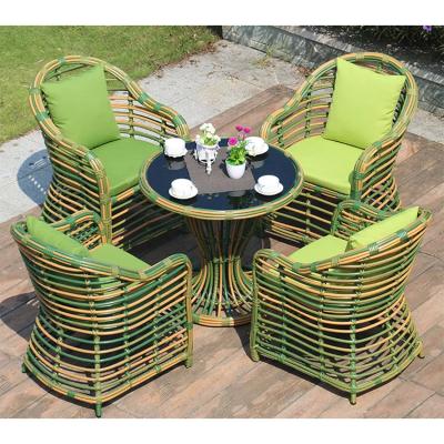 China French Modern Outdoor Bistros Furniture Chair Rattan Synthetic Rattan Chairs And Modern Coffee Table for sale