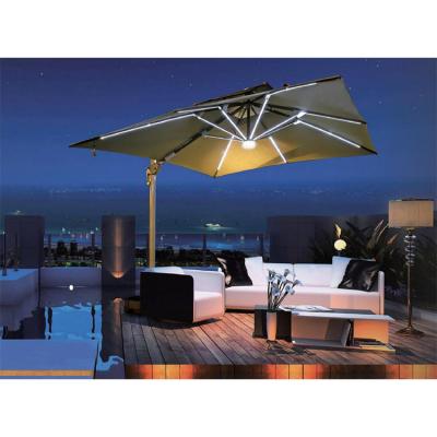 China Large Modern Commercial Luxury Outdoor Hotel Restaurant Patio Umbrella with Lights for sale