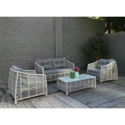 China Wholesale Outdoor Patio White Rattan Sofa Set Outdoor Furniture Garden Weather Furniture Sofa Set for sale