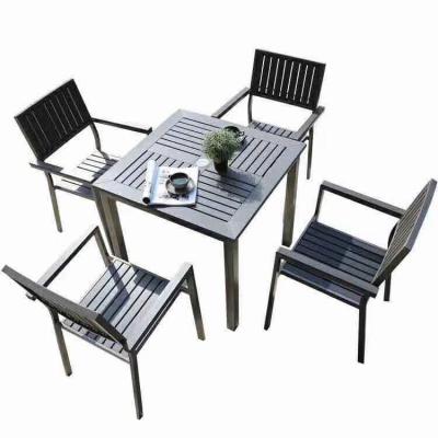 China Modern Tea Shop Outdoor Leisure Furniture Table And Chair Set Plastic Wood Indoor for sale