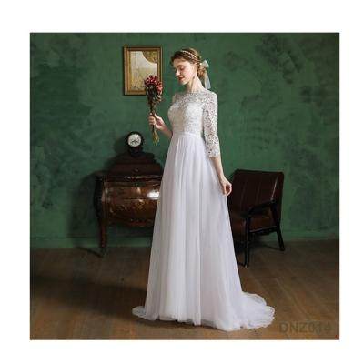 China Long Jancember Ball Gown Wedding Dresses Vestidos De Novia Wedding Dresses O Neck Anti-Static Full Sleeve Plus Size for sale