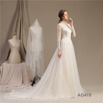 China Dubai Anti-Static Luxury Arabic Lace Ball Gown Bridal Vestido De Noiva Wedding Dresses Custom New Long Sleeve for sale