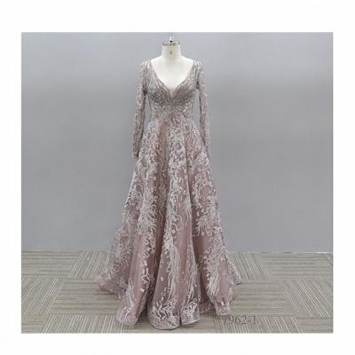 China Luxury Crystal Beading Anti-Static Crystal Long Women Party Long Sleeve Evening Dresses Long for sale