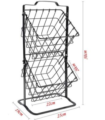 China Shakable storage rack double swung decks swung layers of metal wire storage basket fruit vegetable home bathroom kitchen storage rack container for sale