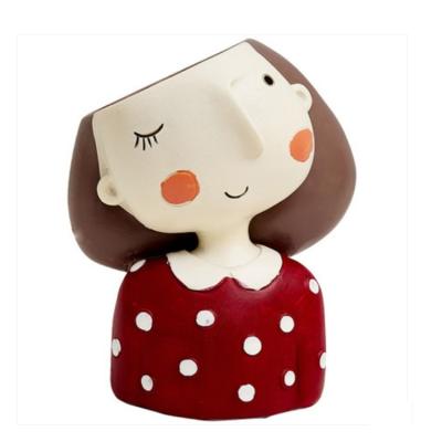 China Resin Figure Planter Home Decor Planter Or Vase Small Cartoon Character Desktop Vase for sale