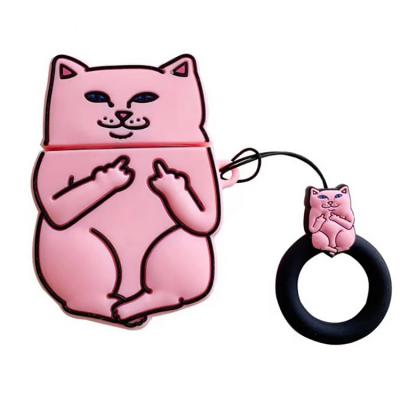 China Cute Funny Soft Cat Silica Case For Airpod Protective Earphone Stand Holder For Mobile Airpod Accessories for sale