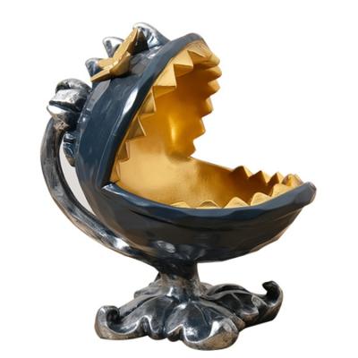 China Home Office Decor Storage Container Gifts Crafts Dining Room Entryway Decor And Resin Storage Creative Big Mouth Shark for sale